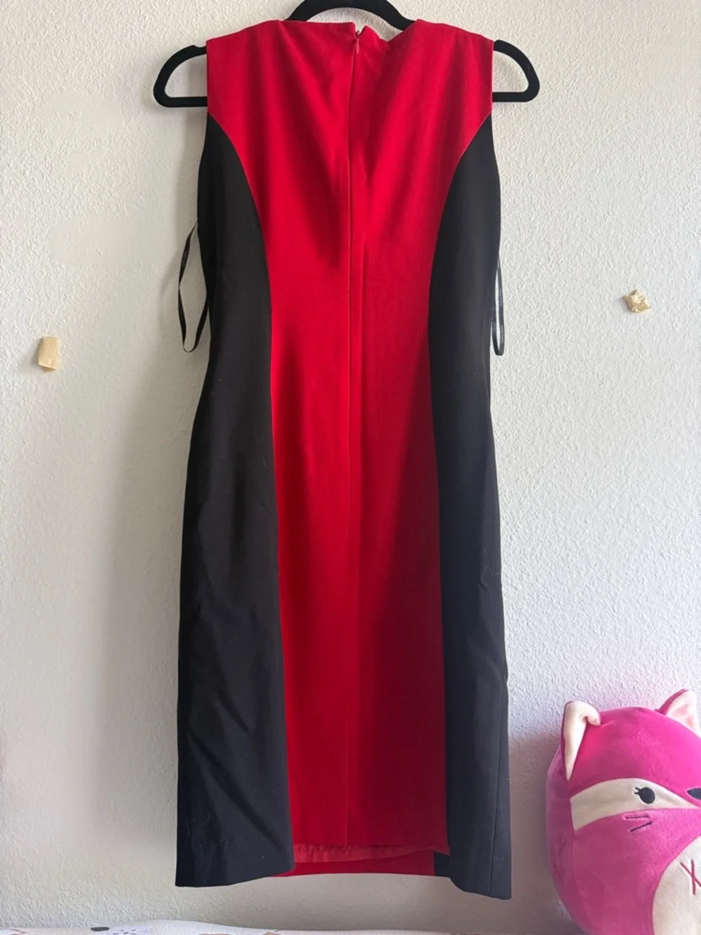 Calvin Klein Red and Black Colorblock Midi Sheath Dress size 4 - Picture 7 of 15